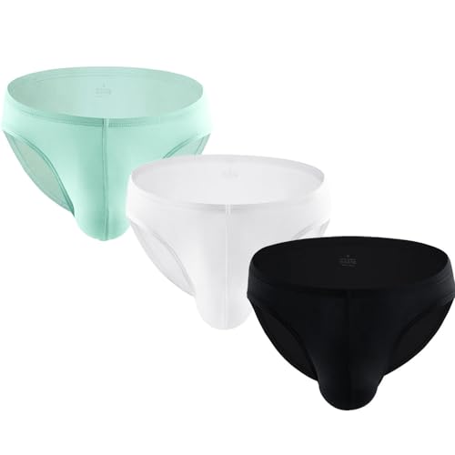 Summer Code Herren Weich Unterhosen Slips Hip Briefs Eisseide Männer Atmungsaktive und Feuchtigkeitstransportierend Unterwäsche, MehrfarbigA*3 L von Summer Code