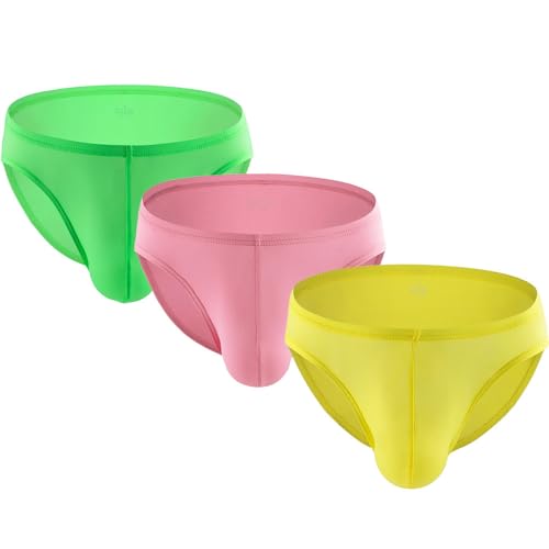 Summer Code Herren Weich Unterhosen Slips Hip Briefs Eisseide Männer Atmungsaktive und Feuchtigkeitstransportierend Unterwäsche, MehrfarbigB*3 M von Summer Code