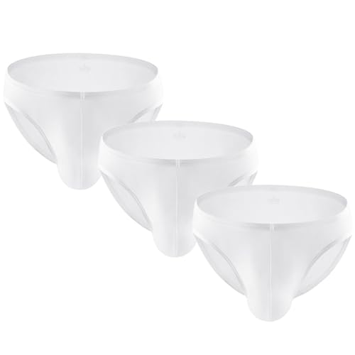 Summer Code Herren Weich Unterhosen Slips Hip Briefs Eisseide Männer Atmungsaktive und Feuchtigkeitstransportierend Unterwäsche, Weiß*3 XL von Summer Code