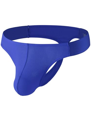 Summer Code String Tanga für Herren Bequeme Männer Unterwäsche Strings Gerippter Unterhose mit Seitlich Elastischem Bund, Königsblau, XXL von Summer Code