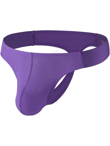 Summer Code String Tanga für Herren Bequeme Männer Unterwäsche Strings Gerippter Unterhose mit Seitlich Elastischem Bund, Lila, XL von Summer Code