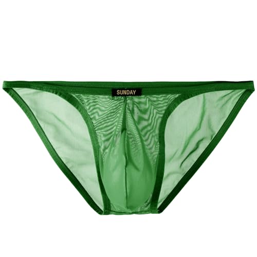 Summer Code Unterhosen Herren Slip Transparenter Herrenslip Unterhosen aus weiche Mesh Kühlende Unterwäsche, Grün, L von Summer Code