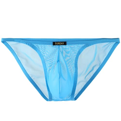 Summer Code Unterhosen Herren Slip Transparenter Herrenslip Unterhosen aus weiche Mesh Kühlende Unterwäsche, Himmelblau, XL von Summer Code
