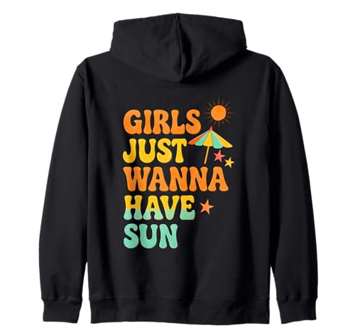 Mädchen wollen einfach Sonne haben, Retro-Sommer Kapuzenjacke Mädchen wollen einfach Sonne haben, Retro-Sommer Kapuzenjacke von Summer Fun Retro Beach Vibes Design