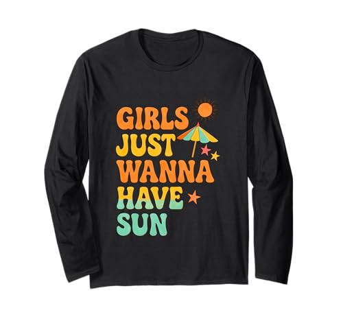 Mädchen wollen einfach Sonne haben, Retro-Sommer Langarmshirt von Summer Fun Retro Beach Vibes Design