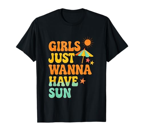 Mädchen wollen einfach Sonne haben, Retro-Sommer T-Shirt Mädchen wollen einfach Sonne haben, Retro-Sommer T-Shirt von Summer Fun Retro Beach Vibes Design