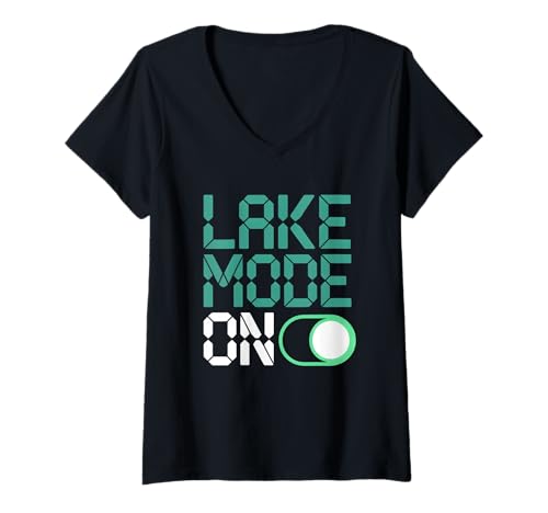 Damen Lake Mode AUF Summer Lake Life T-Shirt mit V-Ausschnitt Damen Lake Mode AUF Summer Lake Life T-Shirt mit V-Ausschnitt von Summer Lake Life Lake Boating