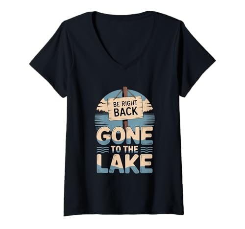 Damen Zum See gegangen Summer Lake Life T-Shirt mit V-Ausschnitt Damen Zum See gegangen Summer Lake Life T-Shirt mit V-Ausschnitt von Summer Lake Life Lake Boating