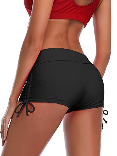 Damen Shorts Sport Schnell Trocknend Kurze Badehose Board Shorts Schwarz XL von Summer Mae