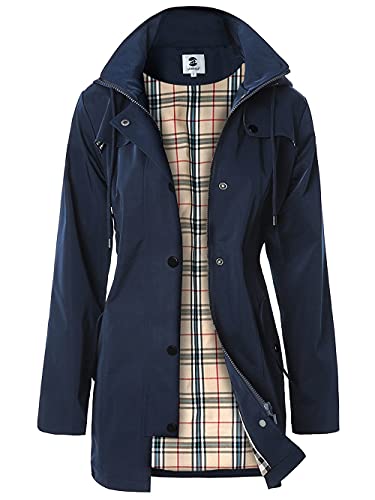 SaphiRose PONCHO Damen Regenjacke Windbreaker Wasserdicht Kapuze Übergangsjacke mit Atmungsaktiv Futter für Frühling Sommer und Herbst Navy XL von SaphiRose PONCHO