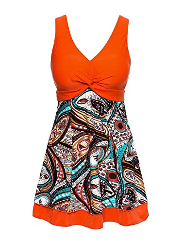 Summer Mae Damen Badekleid Geblümt Spa Badeanzug Strandkleid Baden Swimwear ,Orange,40 von Summer Mae