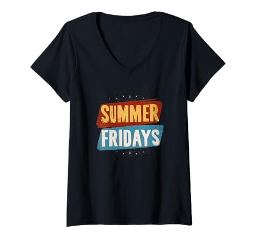 Damen Summer Fridays Emblem für Urlaubsliebhaber T-Shirt mit V-Ausschnitt Damen Summer Fridays Emblem für Urlaubsliebhaber T-Shirt mit V-Ausschnitt von Summer Outfit