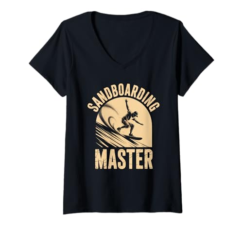 Damen Sandboarder Master Vintage-Sandboarden für den Sommer T-Shirt mit V-Ausschnitt Damen Sandboarder Master Vintage-Sandboarden für den Sommer T-Shirt mit V-Ausschnitt von Summer Sandboarding Desert Board Sports