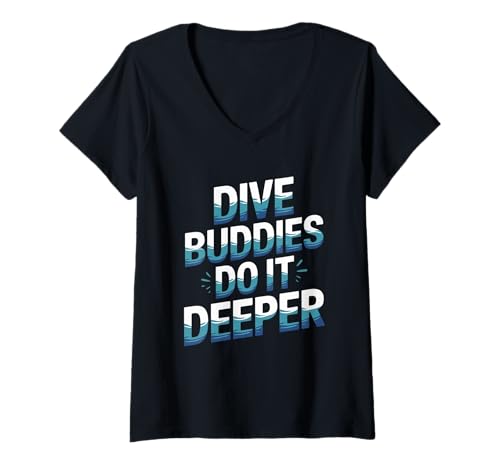 Damen Tauchfreunde Machen es tiefer — Tauchen im Sommer T-Shirt mit V-Ausschnitt von Summer Scuba Diving Scuba Lifestyle
