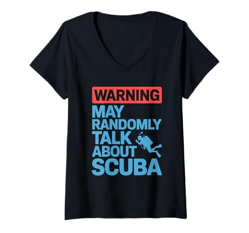 Damen Warning May Random Talk About Scuba Summer Scuba Diving T-Shirt mit V-Ausschnitt von Summer Scuba Diving Scuba Lifestyle