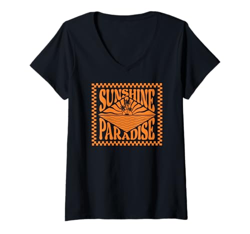 Damen Summer Vibes Sunset Wave Sunshine Paradise T-Shirt mit V-Ausschnitt Damen Summer Vibes Sunset Wave Sunshine Paradise T-Shirt mit V-Ausschnitt von Summer Surfing Beach Sunset Palm Tree Clothing Co.
