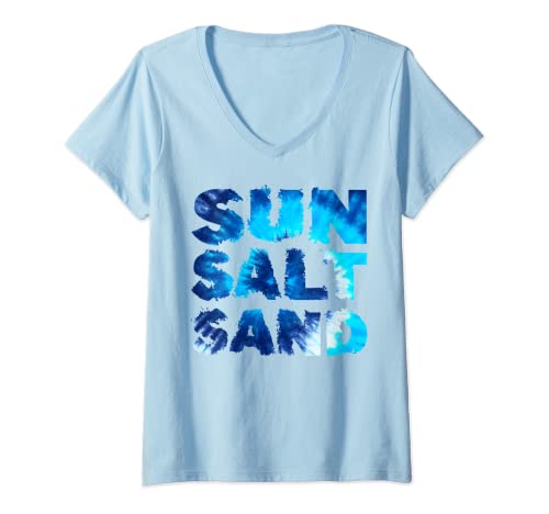 Damen Summer Vacation Beach Holiday Sun Salt Sand T-Shirt mit V-Ausschnitt Damen Summer Vacation Beach Holiday Sun Salt Sand T-Shirt mit V-Ausschnitt von Summer Vacation Beach