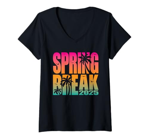Damen Spring Break Squad 2025 Summer Vacation Family Matching T-Shirt mit V-Ausschnitt Damen Spring Break Squad 2025 Summer Vacation Family Matching T-Shirt mit V-Ausschnitt von Summer Vacation Spring Break Squad 2025