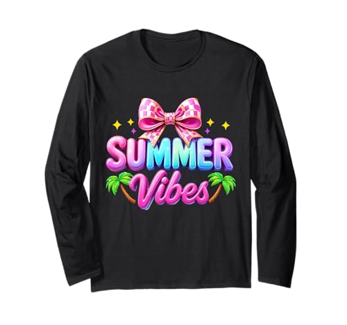 Coole Sommer-Vibes Frauen bunt Hekko Sommer Urlaub Strand Langarmshirt Coole Sommer-Vibes Frauen bunt Hekko Sommer Urlaub Strand Langarmshirt von Summer Vibes Hello Summer Palm Tree Men Women Kids