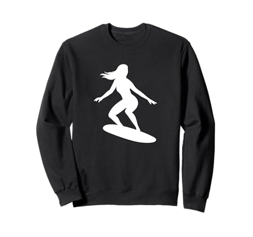 Minimalistische Surf-Silhouette Frauen Sommerurlaub Sweatshirt Minimalistische Surf-Silhouette Frauen Sommerurlaub Sweatshirt von Summer Waves Surfing Outfits Female Silhouette
