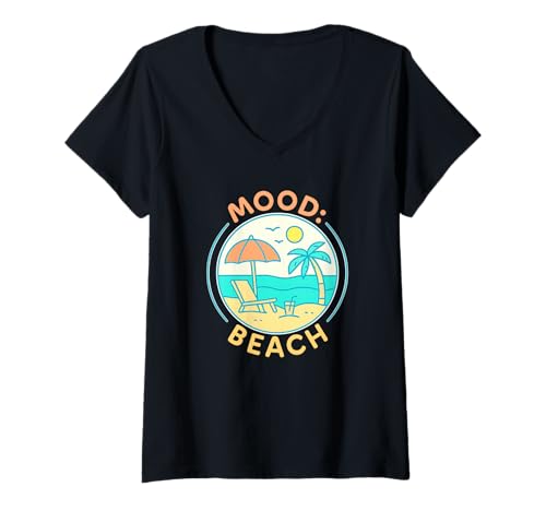 Damen Stimmung: Strand - Minimal Summer Vibe Circle Design T-Shirt mit V-Ausschnitt Damen Stimmung: Strand - Minimal Summer Vibe Circle Design T-Shirt mit V-Ausschnitt von Summer at the Beach Designs