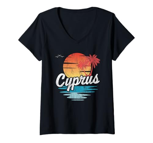 Damen Zypern T-Shirt mit V-Ausschnitt von Summer gifts