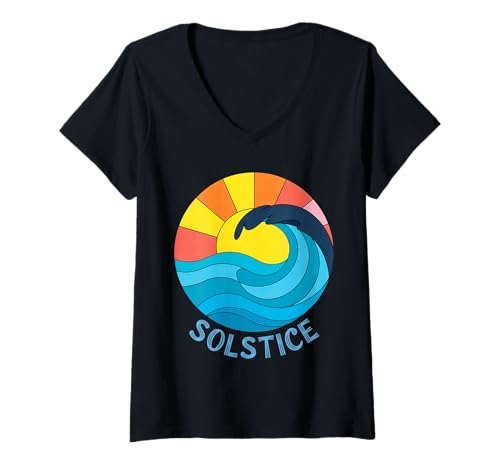 Damen Sommersonnenwende Das Sommersonnenwendefest 2025 T-Shirt mit V-Ausschnitt Damen Sommersonnenwende Das Sommersonnenwendefest 2025 T-Shirt mit V-Ausschnitt von Summer solstice 2025