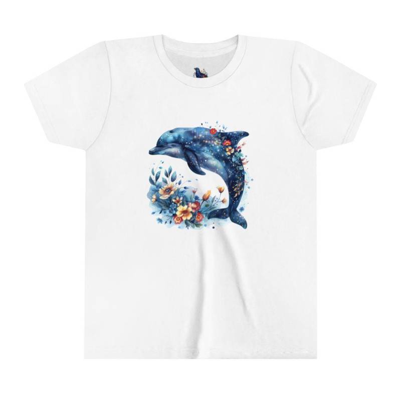Jugend Kurzarm T-Shirt, Bella Canvas 3001, Delphin, Kinder, Shirt, Junge, Mädchen, Geschenk, Grafik, Rundhalsausschnitt von Summer3000