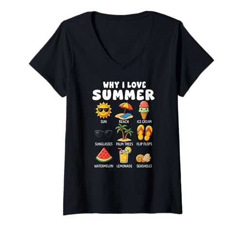 Damen Warum ich Summer Beach Sun Ice Cream für Jungen, Mädchen und Kinder Liebe T-Shirt mit V-Ausschnitt Damen Warum ich Summer Beach Sun Ice Cream für Jungen, Mädchen und Kinder Liebe T-Shirt mit V-Ausschnitt von SummerAxis1