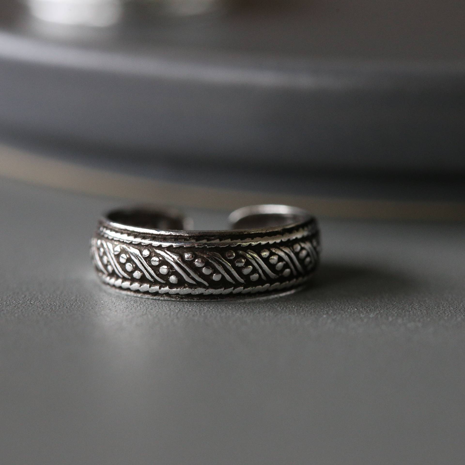 Silber Zehenring - Verstellbare Verstellbarer Ring Bali Gepunkteten Sterling 925 | 218 von SummerCatSilver