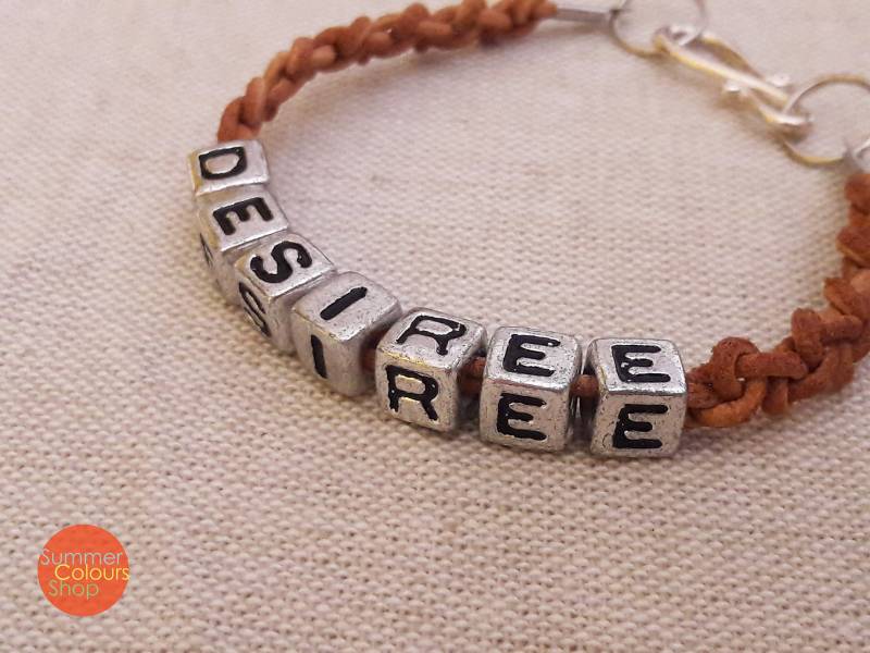 Personalisierte Ihr Name Armband Makramee Braun Lederarmband von SummerColoursShop