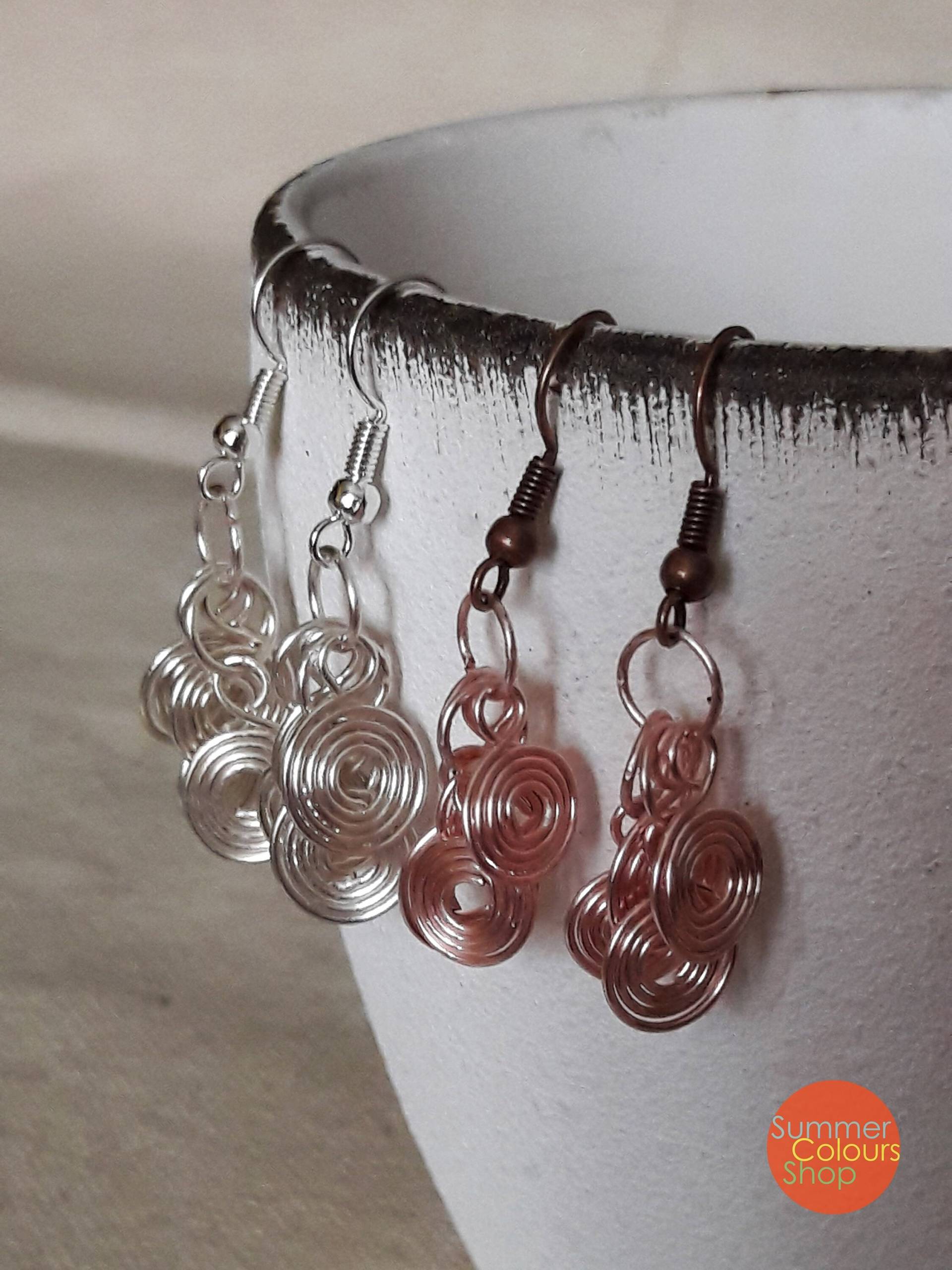 Rose Gold Kupferdraht Windung Tropfen Ohrringe Silber Kupfer Draht Baumeln Rose Gold Kupferdraht Windung Tropfen Ohrringe Silber Kupfer Draht Baumeln von SummerColoursShop