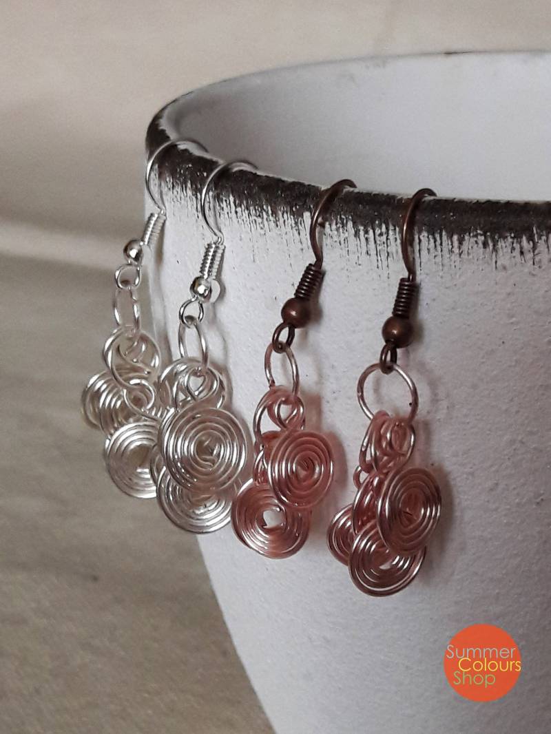 Rose Gold Kupferdraht Windung Tropfen Ohrringe Silber Kupfer Draht Baumeln Rose Gold Kupferdraht Windung Tropfen Ohrringe Silber Kupfer Draht Baumeln von SummerColoursShop