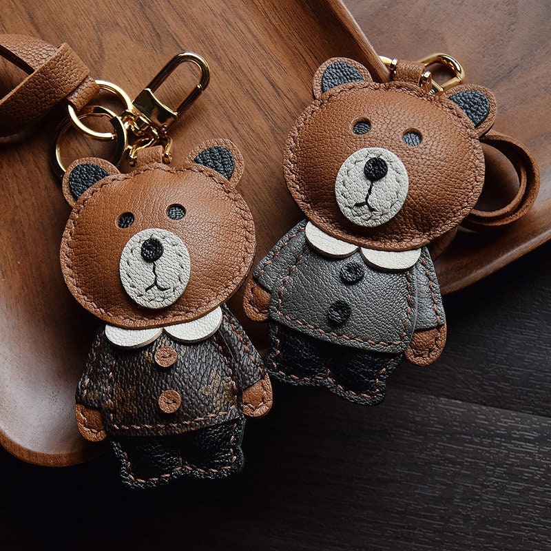 Luxus Teddy Bär Schlüsselanhänger | Leder Für Designer Tasche Taschenanhänger Frauen Anhänger Charm von SummerTimeAcessories