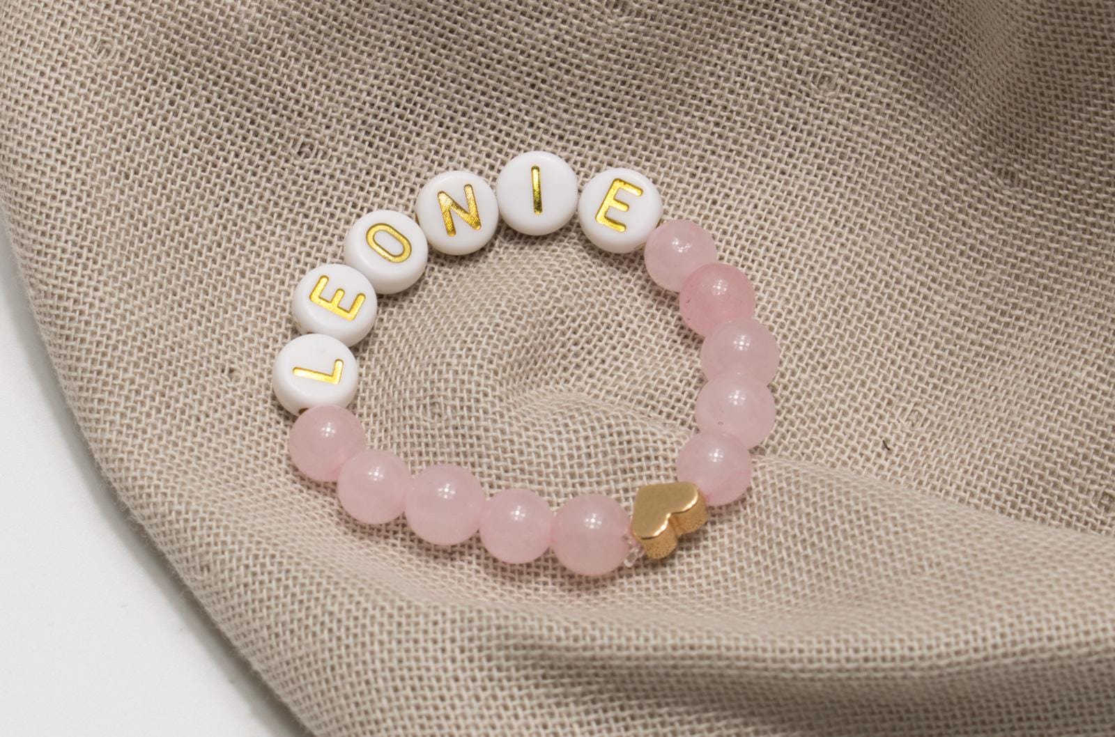 Baby Armband Rosenquarz Zur Taufe, Personalisiert Mit Wunschnamen, Taufarmband, Geburt von SummerUndMommy