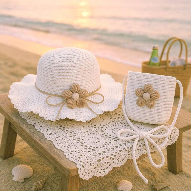 Kinder Strohhut & Tasche Set - Boho Sommer Stil 4 Farboptionen Kinder Strohhut & Tasche Set - Boho Sommer Stil 4 Farboptionen von SummerVibesAndCo