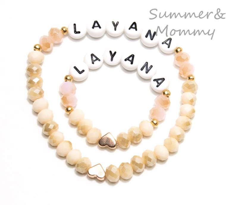 Armband Mama Und Baby, Namensarmband Set Mutter Kind, Armbänder Rose Gold, Herz, Tochter von SummerslittleStore