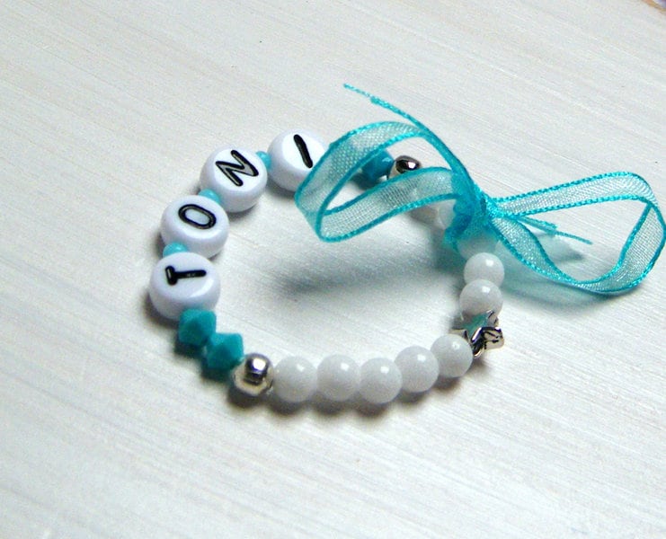 Babyarmband, Armband Mit Namen, Jade Weiß/Geschenke Zur Geburt Taufe , Baby von SummerslittleStore