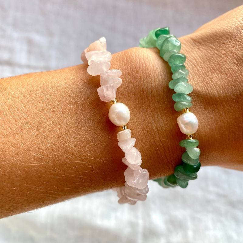 Edelstein Armband, Rosenquarz Armand, Aventurine Quarz Mit Einem Silber Oder Vergoldetem Verschluss von SummersoulShop