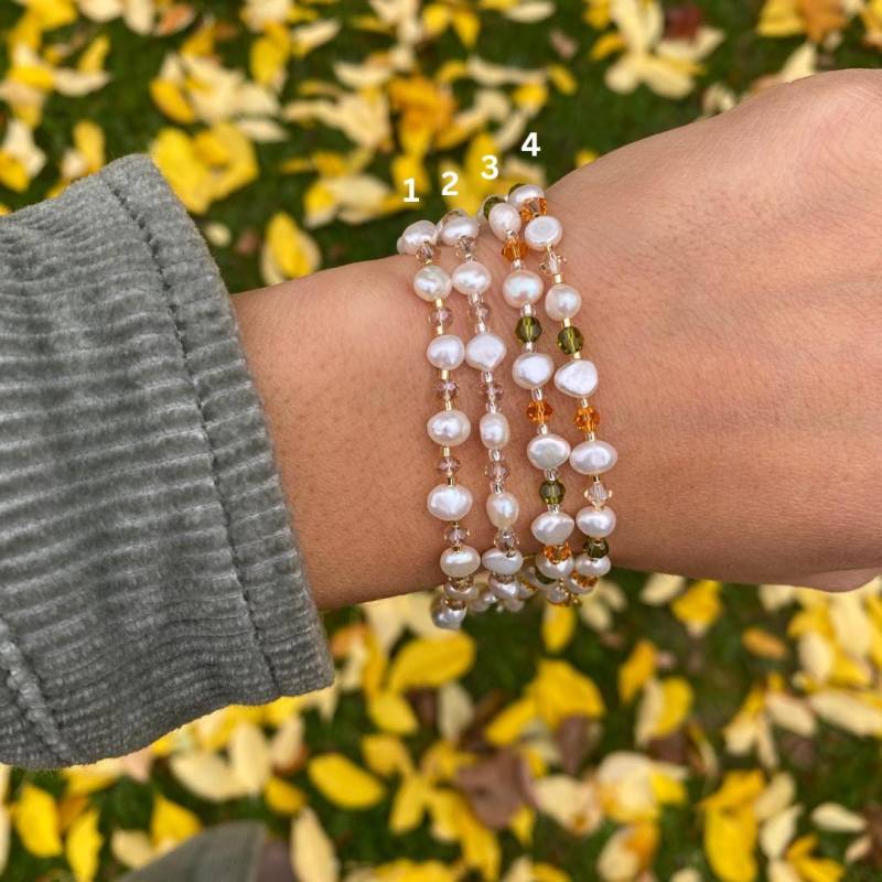 Süßwasserperlen Und Edelstein Armband, Echte Perlen, Mit Silber Vergoldetem Verschluss von SummersoulShop