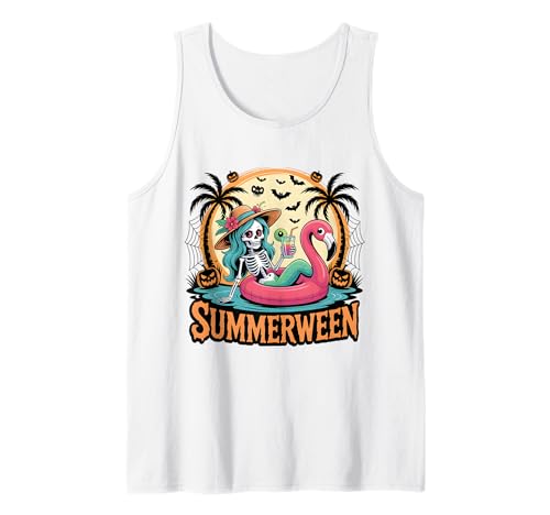Summerween Halloween Sommer Skelett Flamingo Damen Mädchen Herren Tank Top Summerween Halloween Sommer Skelett Flamingo Damen Mädchen Herren Tank Top von Summerween For Toddler Kids Girls