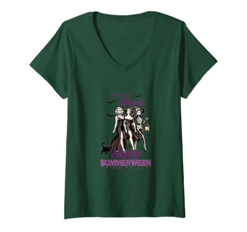Damen Happy Summerween Ghoul Girl Squad T-Shirt mit V-Ausschnitt Damen Happy Summerween Ghoul Girl Squad T-Shirt mit V-Ausschnitt von Summerween Holiday Beach Vibes Vacation