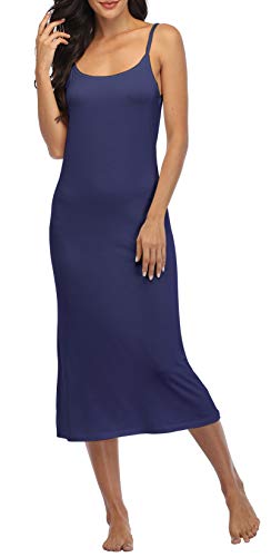 Summienlink Damen Full Slip für Unterkleider Sexy Lang Ärmellos Nachthemd Cami Kleid, blau, Medium von Summienlink