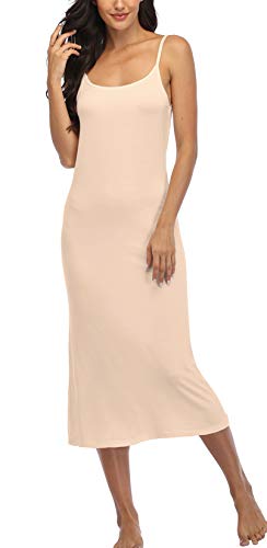 Summienlink Damen Full Slip für Unterkleider Sexy Lang Ärmellos Nachthemd Cami Kleid - Beige - Groß von Summienlink