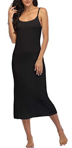 Summienlink Damen Full Slip für Unterkleider Sexy Lang Ärmellos Nachthemd Cami Kleid - Schwarz - Mittel von Summienlink