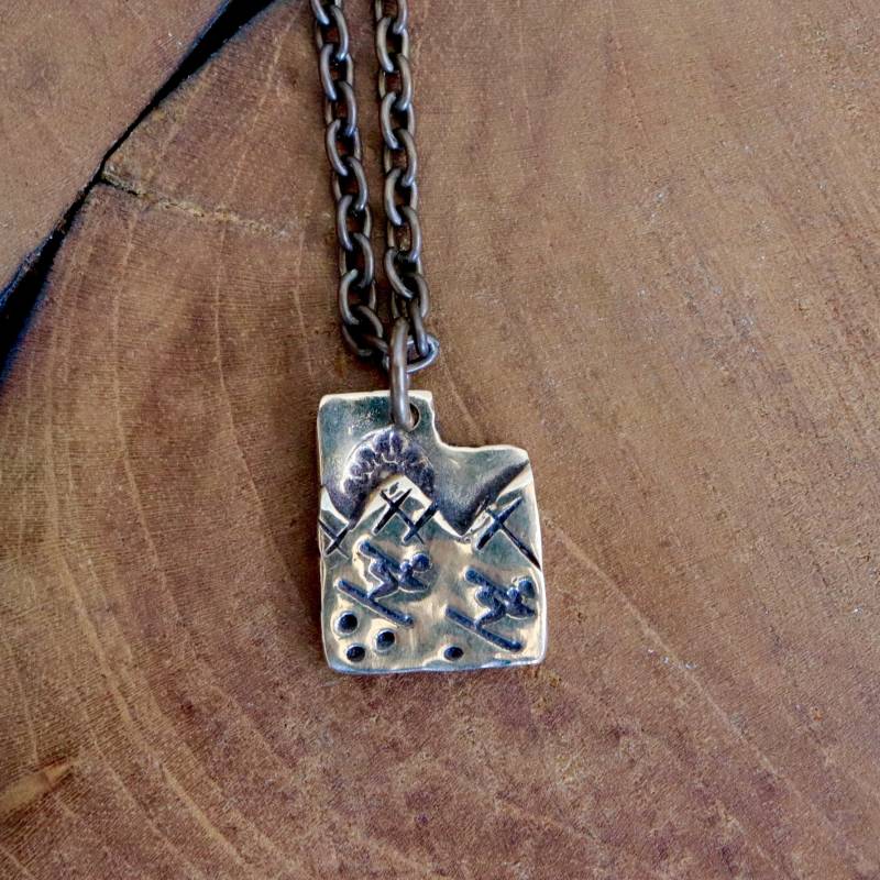 Ski Utah Bronze Anhänger/Halskette, Gold Ski Utah Bronze Anhänger/Halskette, Gold von SummitJewelryDesigns