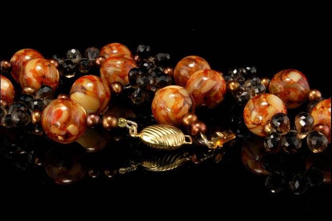 Einzigartige Vintage Facettierte Rauchtopas 14K Gold Kunst Glasperlen Halskette von SummitTreasures