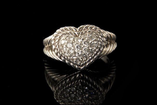 Judith Ripka Rope Sterling 925 Cz Edelstein Herz Männer Frauen Ring Signet Größe 11 von SummitTreasures