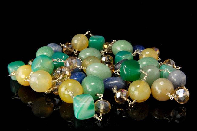 Weinlese-Kristallstein-Perlen-Kunst-Glas-sterlingsilber-Halskette von SummitTreasures