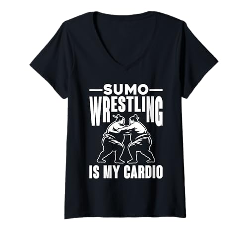 Damen Sumo-Wrestling ist Mein Cardio-Design T-Shirt mit V-Ausschnitt von Sumo Enthusiast Designs